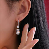 Simulate Diamond Dangle Hook Earrings-Clear