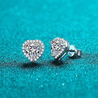 Moissanite Solitaire Heart Shape Studs Earrings