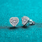 Solitaire Heart Shape Moissanite Studs Earrings - EM020